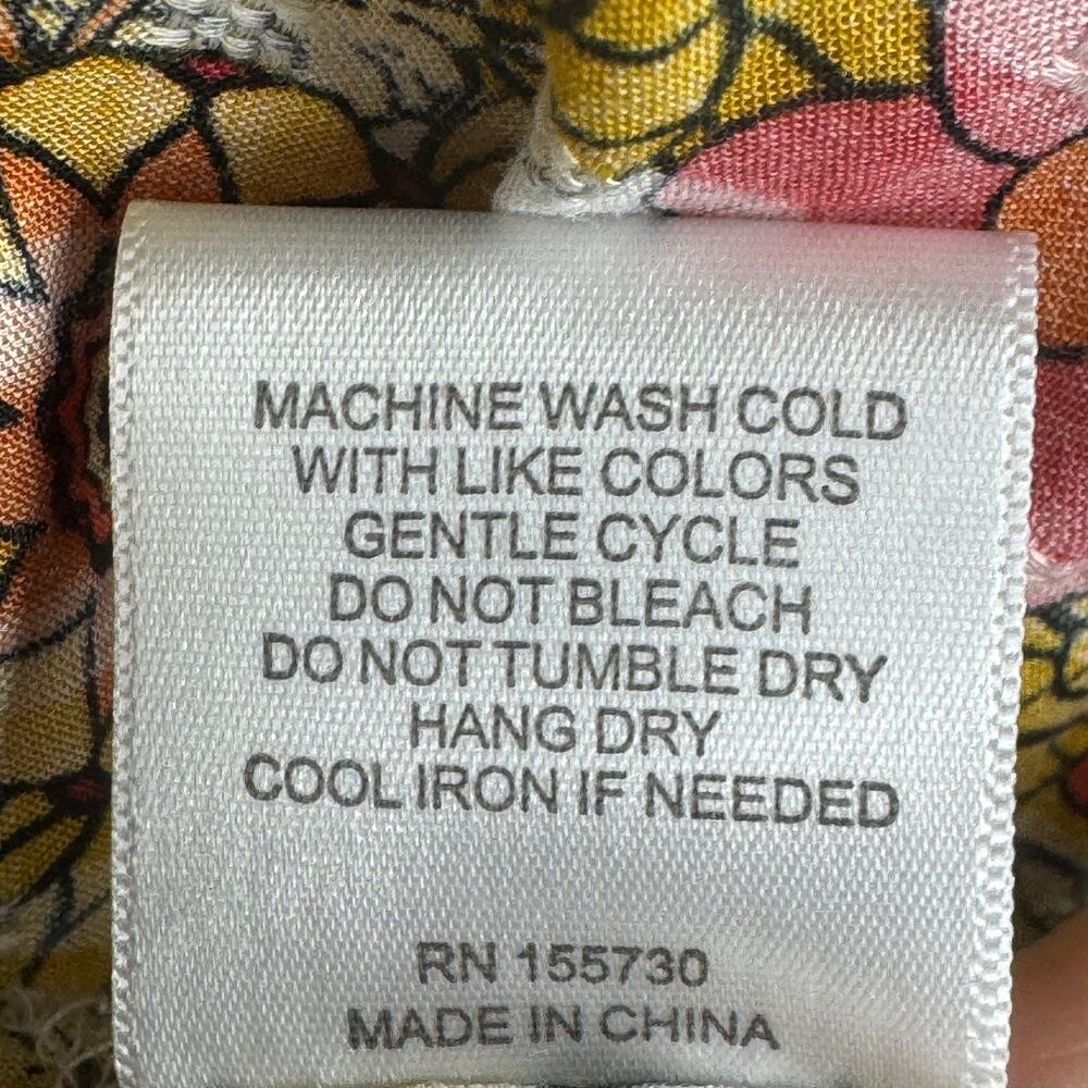 Jane and Delancey Floral Smocked Tunic Top Boho Bohemian Yellow Orange Red XL ￼ - Picture 9 of 9